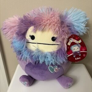 Squishmallows Eden the Purple Bigfoot w/ Hearts Valentine Squad 8" Plush 2024